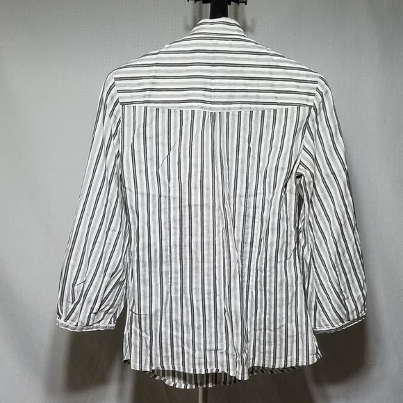 Zara Woman Striped Gray White Blouse - Picture 2 of 5